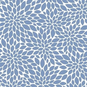 Dahlia Blossom Pattern - Dusty Blue and White