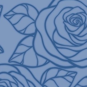 Large Rose Cutout Pattern - Dusty Blue and Lapis Blue