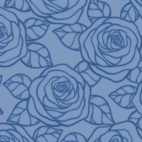 Rose Cutout Pattern - Dusty Blue and Lapis Blue