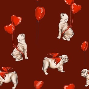 Pug with balloons Valentines day 