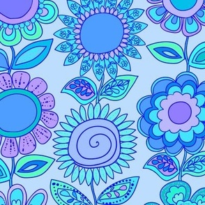 25 Sunshine Flowers blue