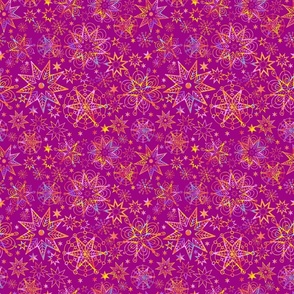 Holiday stars on medium pink repeat pattern