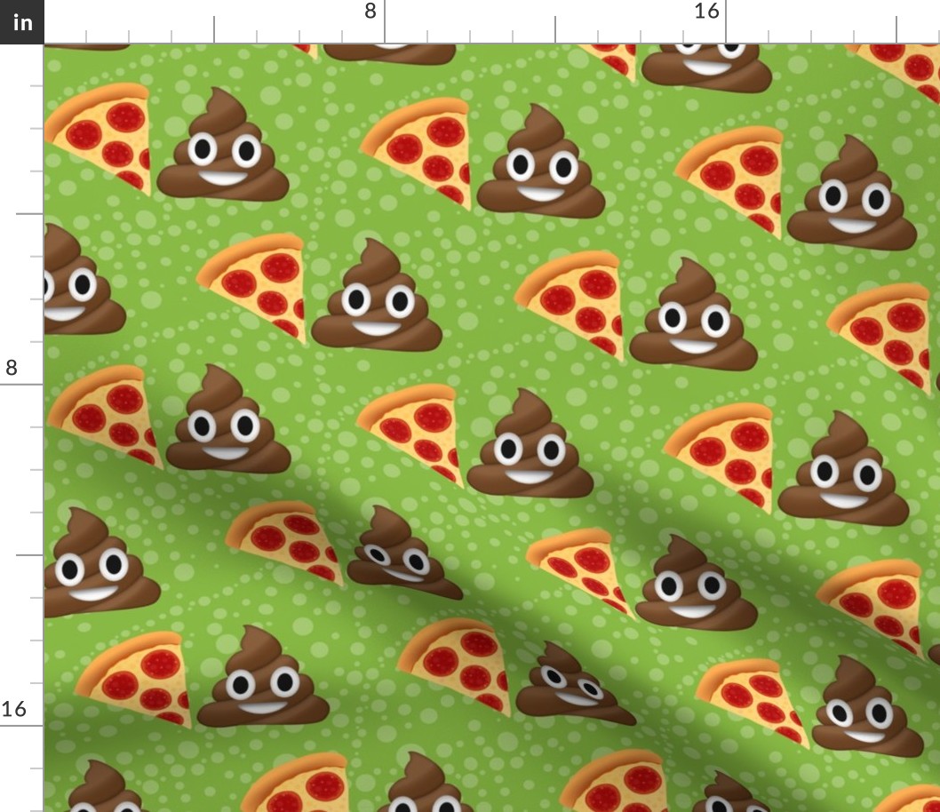 Large Scale Pizza and Poop Emoji Sarcastic Funny Suggestive Humor on Green