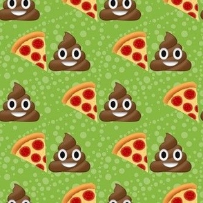 Medium Scale Pizza and Poop Emoji Sarcastic Funny Suggestive Humor on Green