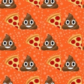 Medium Scale Pizza and Poop Emoji Sarcastic Funny Suggestive Humor on Orange