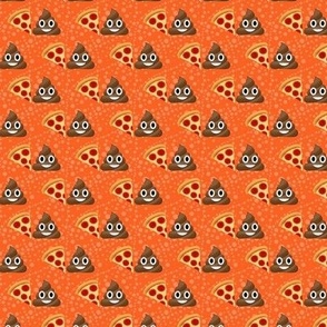 Small Scale Pizza and Poop Emoji Sarcastic Funny Suggestive Humor on Orange