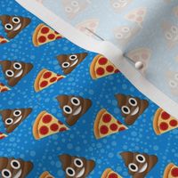 Small Scale Pizza and Poop Emoji Sarcastic Funny Suggestive Humor on Blue