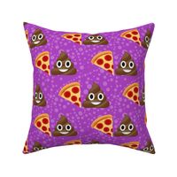 Large Scale Pizza and Poop Emoji Sarcastic Funny Suggestive Humor on Purple