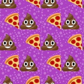 Large Scale Pizza and Poop Emoji Sarcastic Funny Suggestive Humor on Purple