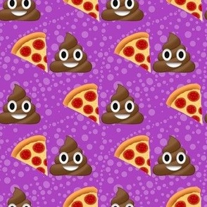 Medium Scale Pizza and Poop Emoji Sarcastic Funny Suggestive Humor on Purple