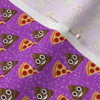 Small Scale Pizza and Poop Emoji Sarcastic Funny Suggestive Humor on Purple