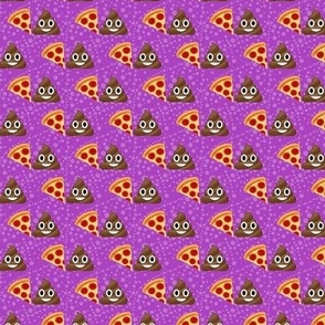 Small Scale Pizza and Poop Emoji Sarcastic Funny Suggestive Humor on Purple