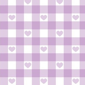 Lavender Gingham with Hearts Large (1")