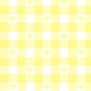 Yellow Gingham with Hearts Large (1")