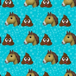 Large Scale Horse Shit Funny Sarcastic Horse Poop Emoji on Blue