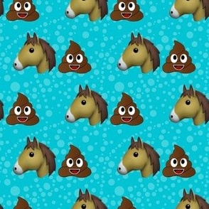 Medium Scale Horse Shit Funny Sarcastic Horse Poop Emoji on Blue