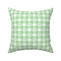 Green Gingham with Hearts Large (1")
