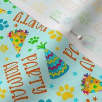 Medium Scale Party Animal Cats and Dogs Paw Prints Birthday Hats