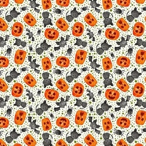 Small Scale Halloween Orange Pumpkins Black Cats Spiders and Bats