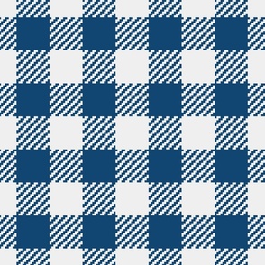 Gingham navy blue white large