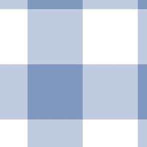 Extra Jumbo Gingham Pattern - Dusty Blue and White