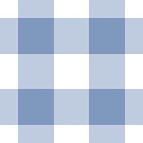 Jumbo Gingham Pattern - Dusty Blue and White