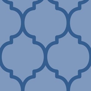 Extra Large Moroccan Tile Pattern - Dusty Blue and Lapis Blue