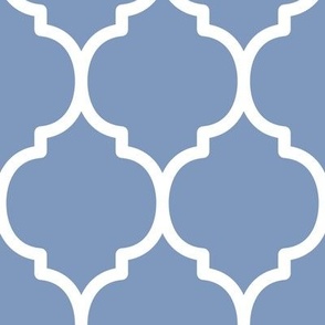 Extra Large Moroccan Tile Pattern - Dusty Blue and White