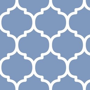 Large Moroccan Tile Pattern - Dusty Blue and White
