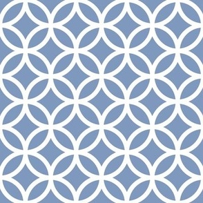 Interlocked Circles Pattern - Dusty Blue and White