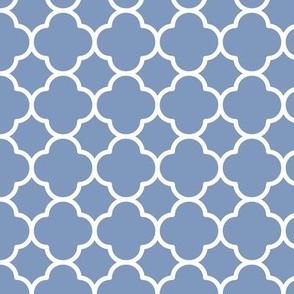 Quatrefoil Pattern - Dusty Blue and White