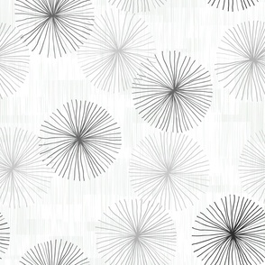 Dandelions Confetti White M+M Petal Grays by Friztin