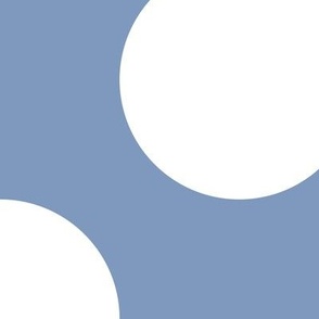 Jumbo Polka Dot Pattern - Dusty Blue and White