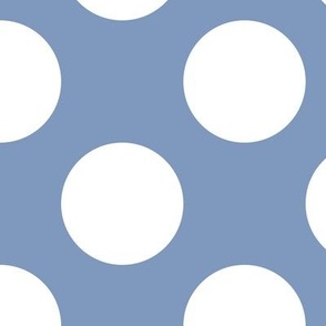 Large Polka Dot Pattern - Dusty Blue and White