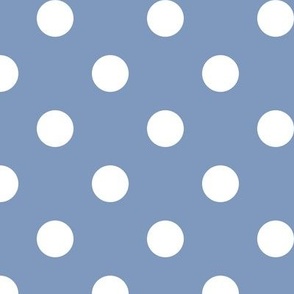 Big Polka Dot Pattern - Dusty Blue and White