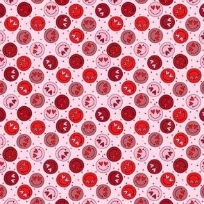 MINI small valentines smiley fabric - cute retro heart eyes fabric