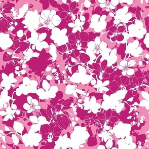 Floral camouflage with orchids and fuchsia