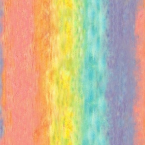 Jumbo watercolour Rainbow distressed ombré vertical  stripes  / pastel yellow orange pink turquoise aqua 
