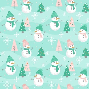 Cozy Snowmen on Mint