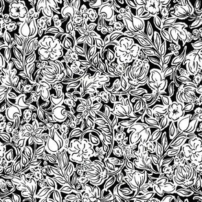 Small Ditsy Black & White Ditsy Floral