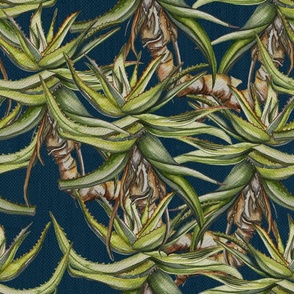 Just Aloes in blue linen 