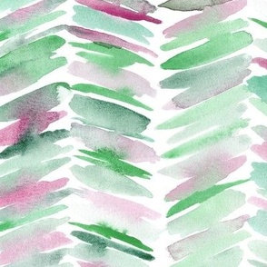 Emerald and pink boho herringbone - watercolor painted brush strokes chevron - modern arrows a748-7
