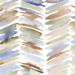 Earthy and indigo boho herringbone - watercolor painted brush strokes chevron - modern arrows a748-10