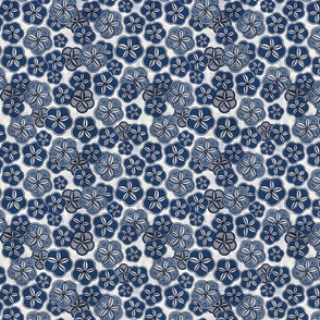 Geometric flowers blue jean