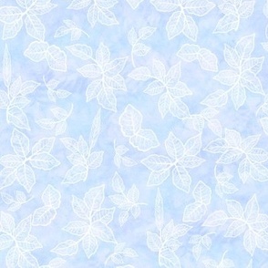 Victorian Garden Foliage White Texture on Soft Blue