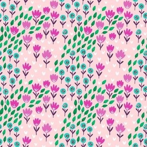 XS Happy Flower Garden (lovely pink, aqua and green) XS size LP