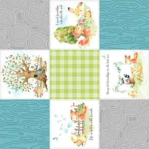 Fox + Bunny Friends Quilt Blanket (quilt G) Woodland Adventures Bedding // Homer and Louise collection ROTATED