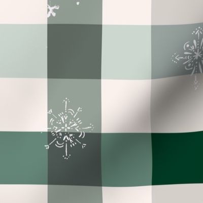 Snow flakes - green   gray