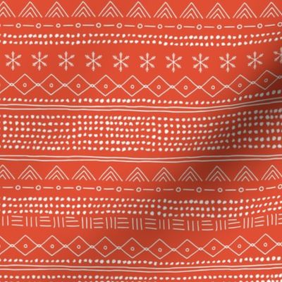 Minimal Christmas mudcloth bohemian mayan abstract indian summer love aztec design red orange