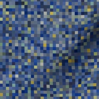 Starry Night random pixelsquares, original colors,  1/4" squares